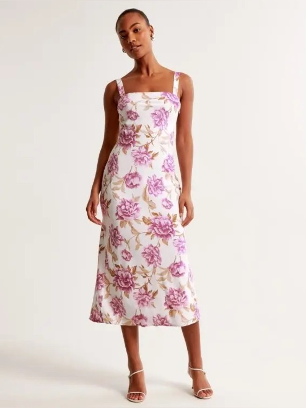 Abercrombie & Fitch Pink Floral Crepe Slip Midi Dress Size L